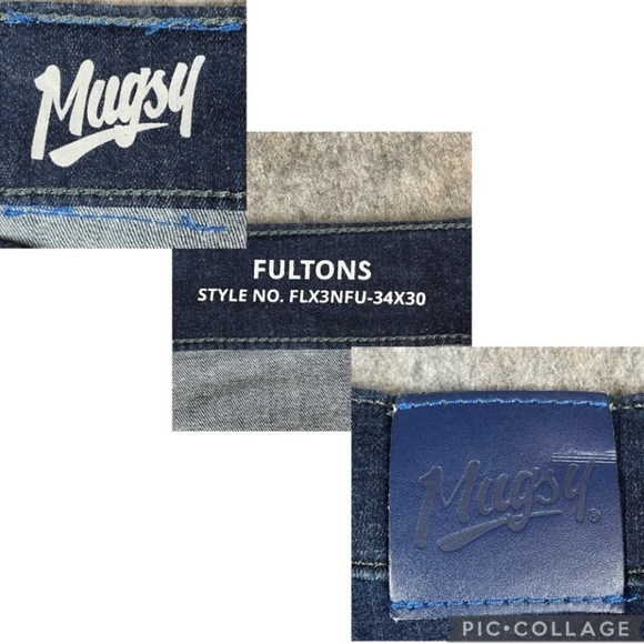 Mugsy Fultons Jeans Men 34x30 (33x28) Dark Wash Stretch Soft Comfort - Picture 3 of 14